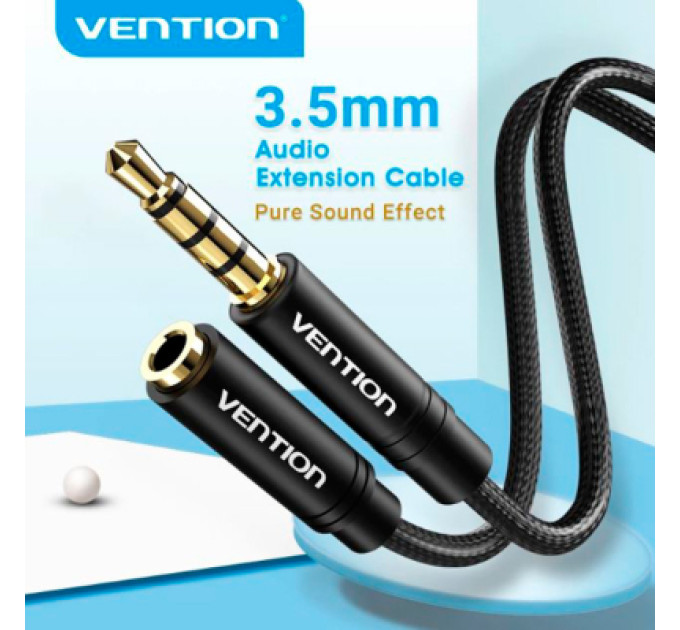 Vention Кабель мультимедійний 3.5mm M to 3.5mm F 1.0m black Vention (BHBBF)