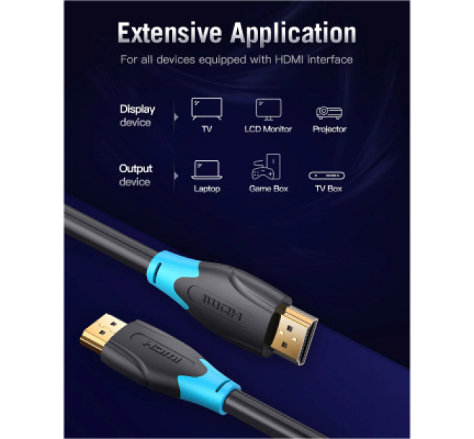 Vention Кабель мультимедійний HDMI to HDMI 1.0m v2.0 Vention (AACBF)