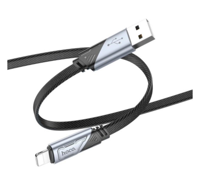 HOCO Дата кабель USB 2.0 AM to Lightning 1.2m 2.4A nylon aluminum U125 black HOCO (6942007604987)