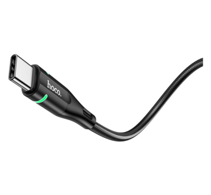 HOCO Дата кабель USB 2.0 AM to USB-C 1.2m 3A nylon aluminum with light indicator U93 black HOCO (6931474732170)
