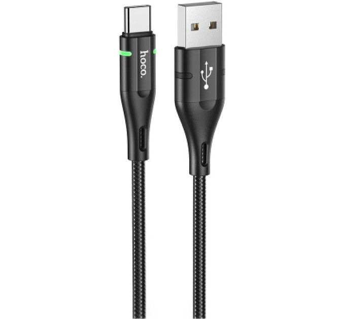 HOCO Дата кабель USB 2.0 AM to USB-C 1.2m 3A nylon aluminum with light indicator U93 black HOCO (6931474732170)