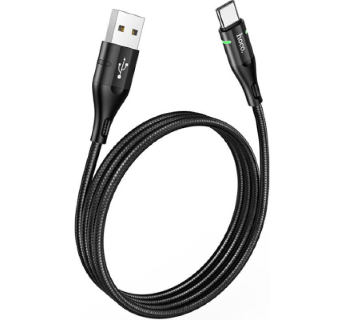 HOCO Дата кабель USB 2.0 AM to USB-C 1.2m 3A nylon aluminum with light indicator U93 black HOCO (6931474732170)