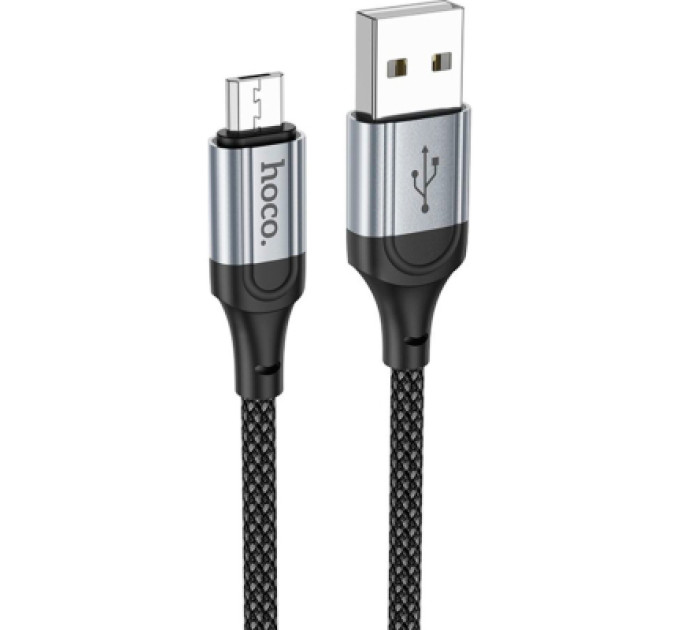 HOCO Дата кабель USB 2.0 AM to Micro 5P 1.0m 2.4A nylon X102 black HOCO (6942007608763)