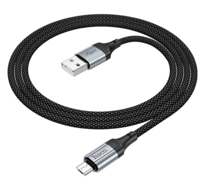 HOCO Дата кабель USB 2.0 AM to Micro 5P 1.0m 2.4A nylon X102 black HOCO (6942007608763)