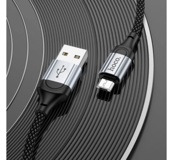 HOCO Дата кабель USB 2.0 AM to Micro 5P 1.0m 2.4A nylon X102 black HOCO (6942007608763)