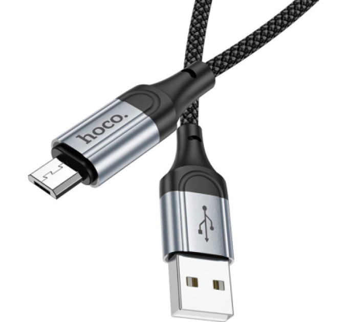 HOCO Дата кабель USB 2.0 AM to Micro 5P 1.0m 2.4A nylon X102 black HOCO (6942007608763)