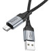 HOCO Дата кабель USB 2.0 AM to Micro 5P 1.0m 2.4A nylon X102 black HOCO (6942007608763)