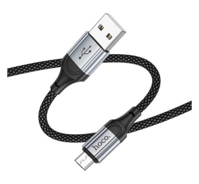 HOCO Дата кабель USB 2.0 AM to Micro 5P 1.0m 2.4A nylon X102 black HOCO (6942007608763)