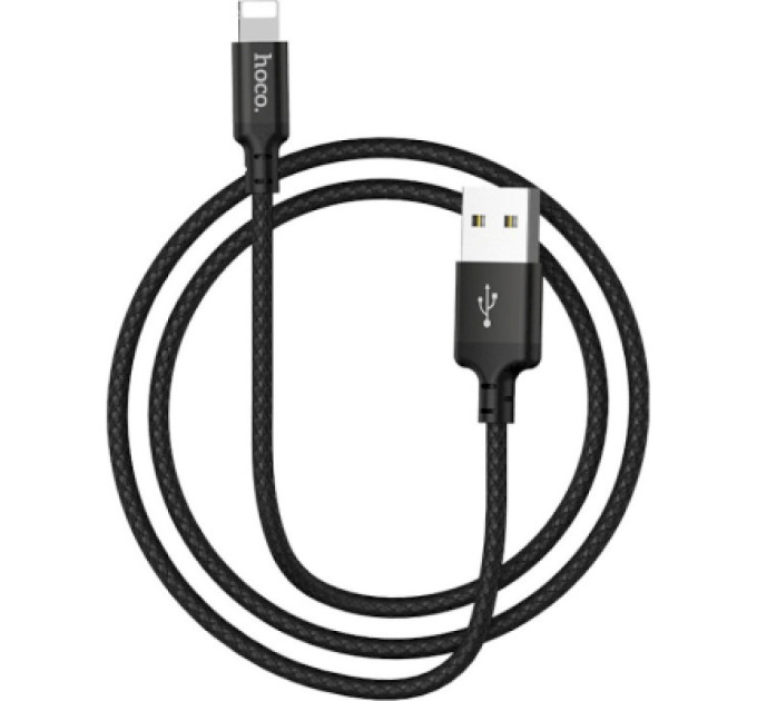 HOCO Дата кабель USB 2.0 AM to Lightning 1.0m 2A nylon X14 black HOCO (6957531062820)