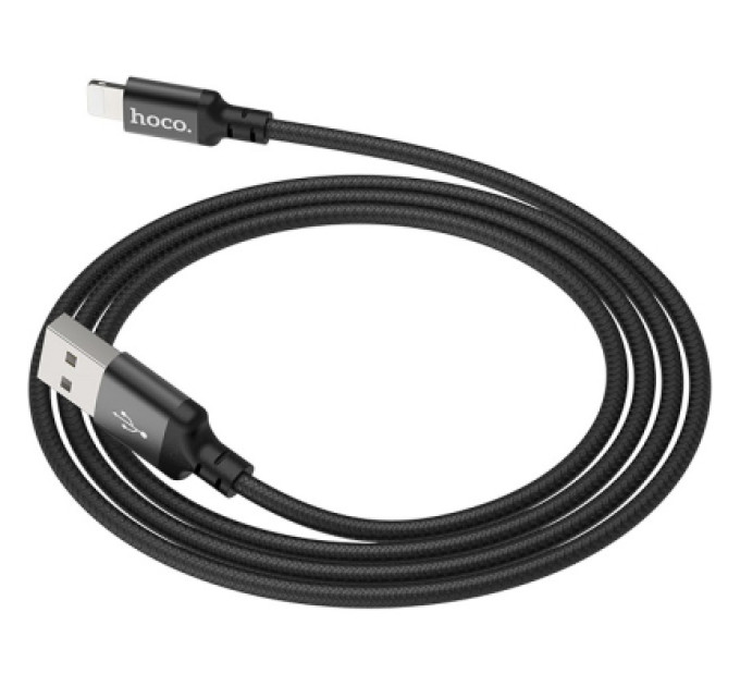 HOCO Дата кабель USB 2.0 AM to Lightning 1.0m 2A nylon X14 black HOCO (6957531062820)
