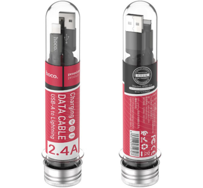 HOCO Дата кабель USB 2.0 AM to Lightning 1.0m 2A nylon X14 black HOCO (6957531062820)