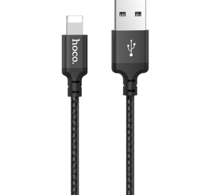 HOCO Дата кабель USB 2.0 AM to Lightning 1.0m 2A nylon X14 black HOCO (6957531062820)