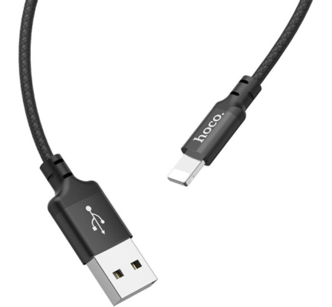 HOCO Дата кабель USB 2.0 AM to Lightning 1.0m 2A nylon X14 black HOCO (6957531062820)