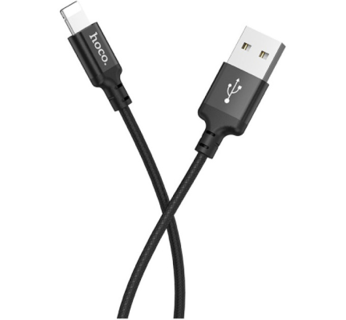 HOCO Дата кабель USB 2.0 AM to Lightning 1.0m 2A nylon X14 black HOCO (6957531062820)