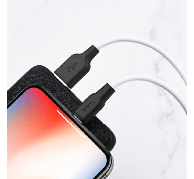 HOCO Дата кабель USB 2.0 AM to Lightning 2.0m 2.4A silicone X21 black+white HOCO (6931474713780)
