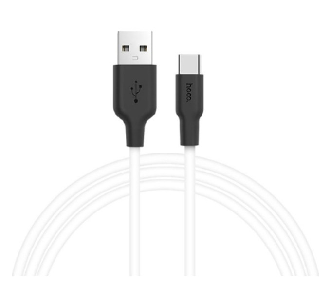 HOCO Дата кабель USB 2.0 AM to USB-C 1.0m 2A silicone X21 black+white HOCO (6957531071402)