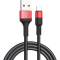HOCO Дата кабель USB 2.0 AM to USB-C 1.0m 2A 18W nylon X26 black+red HOCO (6957531080251)