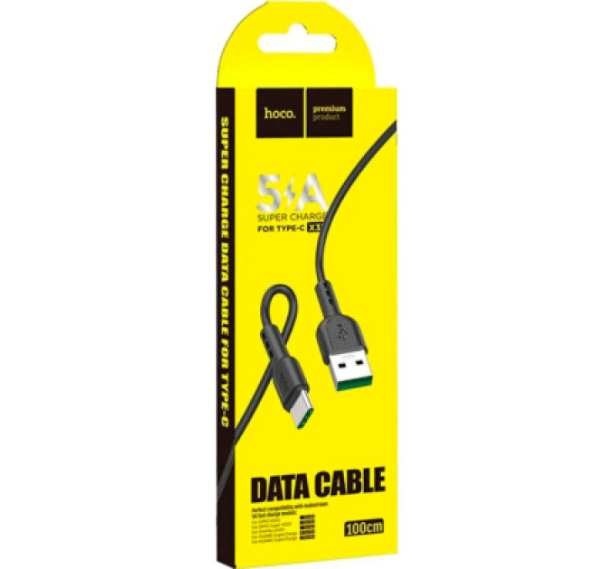 HOCO Дата кабель USB-C to USB-C 1.0m 5A Surge charging X33 black HOCO (6931474706119)