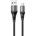 HOCO Дата кабель USB 2.0 AM to Lightning 1.0m 2.4A nylon X50 black HOCO (6931474734198)