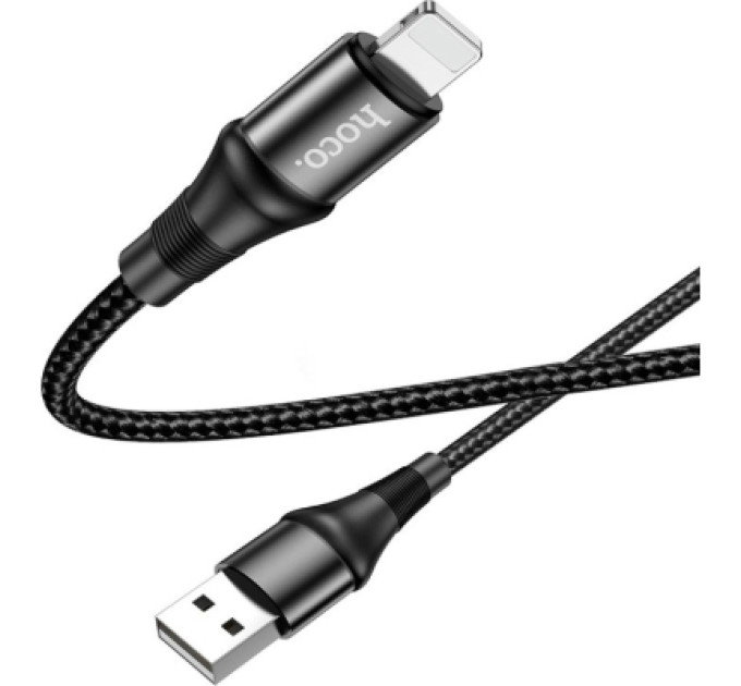 HOCO Дата кабель USB 2.0 AM to Lightning 1.0m 2.4A nylon X50 black HOCO (6931474734198)