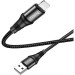 HOCO Дата кабель USB 2.0 AM to Lightning 1.0m 2.4A nylon X50 black HOCO (6931474734198)