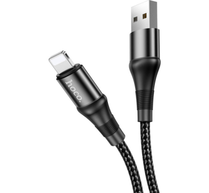 HOCO Дата кабель USB 2.0 AM to Lightning 1.0m 2.4A nylon X50 black HOCO (6931474734198)