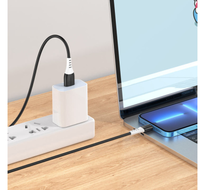 HOCO Дата кабель USB 2.0 AM to Lightning 1.0m 2.4A silicone X82 black HOCO (6931474768537)