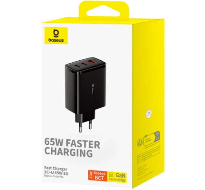 Baseus Зарядний пристрій Baseus Cube Pro Fast Charger 2C+U 65W black (P10152301113-00)