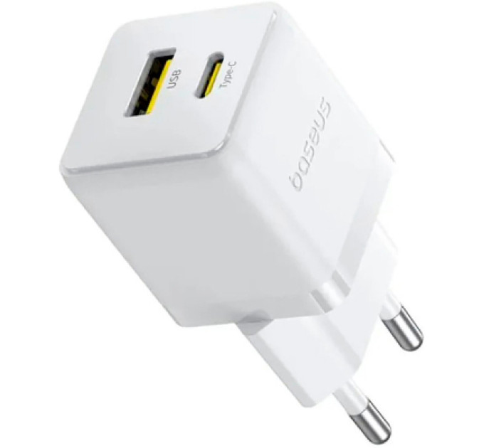 Baseus Зарядний пристрій Baseus Palm Fast Charger C+U 20W moon white (P10111608213-00)