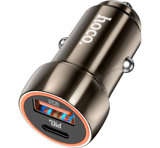 HOCO Зарядний пристрій HOCO HOCO Z46A Blue whale USB-C PD20W + USB QC3.0 Metal Gray (6931474770332)