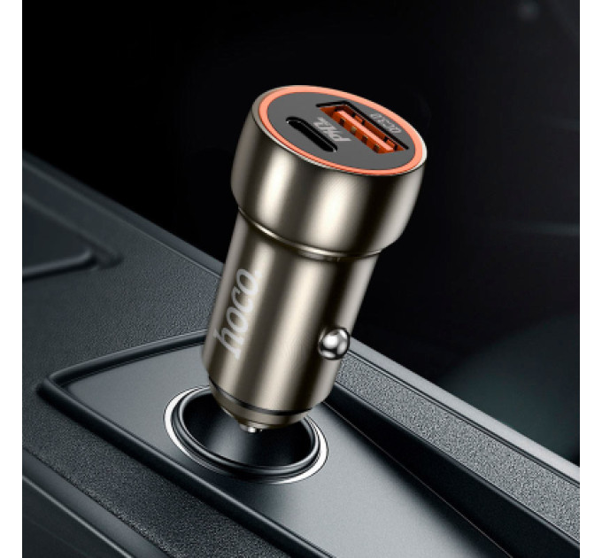 HOCO Зарядний пристрій HOCO HOCO Z46A Blue whale USB-C PD20W + USB QC3.0 Metal Gray (6931474770332)