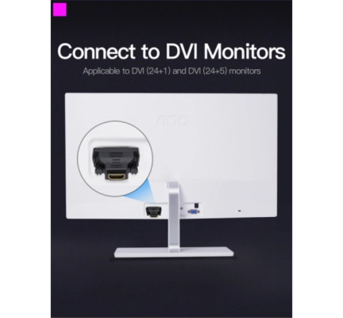 Vention Перехідник DVI(24+1) Male to HDMI Female black Vention (ECDB0)