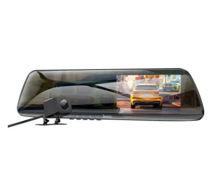 HOCO Відеореєстратор HOCO DV4 4.5-inch rearview mirror driving recorder dual-channel Black (6942007616782)