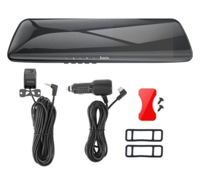 HOCO Відеореєстратор HOCO DV4 4.5-inch rearview mirror driving recorder dual-channel Black (6942007616782)