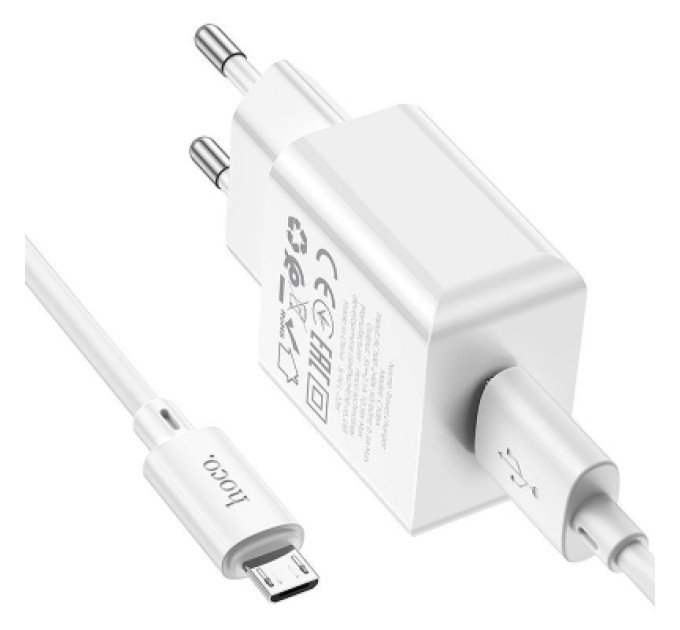 HOCO Зарядний пристрій HOCO C106A Leisure USB + cable USB to Micro 5P 10.5W White (6931474783905)