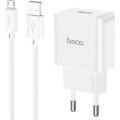 HOCO Зарядний пристрій HOCO C106A Leisure USB + cable USB to Micro 5P 10.5W White (6931474783905)