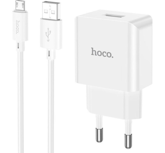 HOCO Зарядний пристрій HOCO C106A Leisure USB + cable USB to Micro 5P 10.5W White (6931474783905)