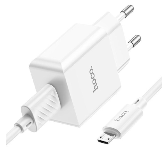 HOCO Зарядний пристрій HOCO C106A Leisure USB + cable USB to Micro 5P 10.5W White (6931474783905)