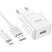 HOCO Зарядний пристрій HOCO C106A Leisure USB + cable USB to Micro 5P 10.5W White (6931474783905)