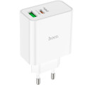 HOCO Зарядний пристрій HOCO C113A Awesome 1xUSB-C PD65W + 1xUSB QC3.0 White (6931474790910)
