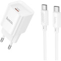 HOCO Зарядний пристрій HOCO C146A Charm USB-C PD20W + cable USB-C to USB-C White (6942007630269)