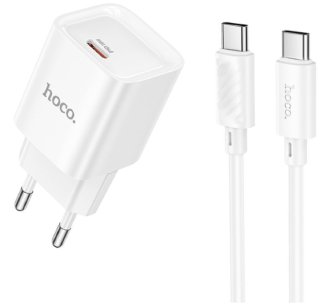 HOCO Зарядний пристрій HOCO C146A Charm USB-C PD20W + cable USB-C to USB-C White (6942007630269)