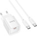 HOCO Зарядний пристрій HOCO C146A Charm USB-C PD20W + cable USB-C to USB-C White (6942007630269)