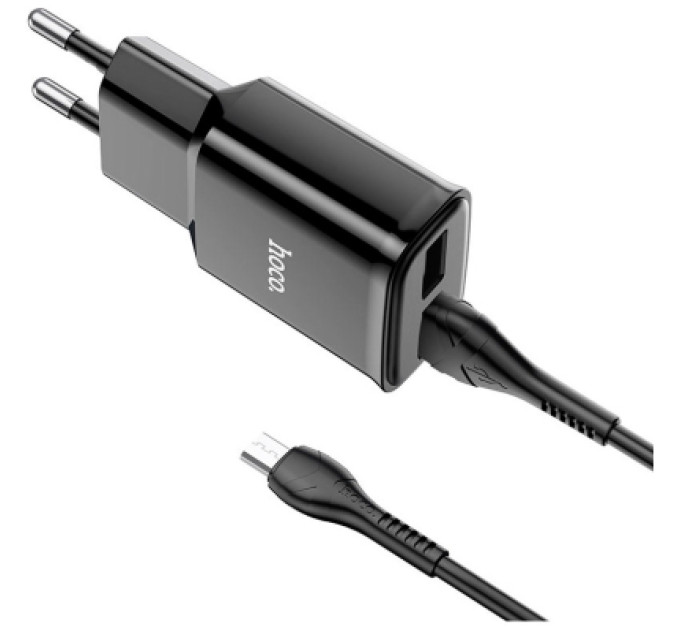 HOCO Зарядний пристрій HOCO C88A Star round 2xUSB + cable Micro 12W Black (6931474749529)