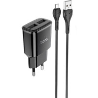 Зарядний пристрій HOCO C88A Star round 2xUSB + cable Micro 12W Black (6931474749529)