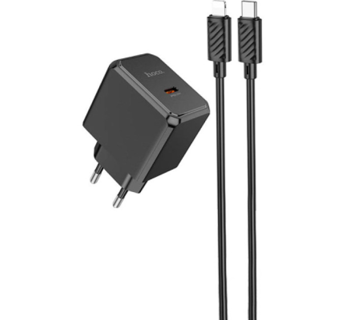 HOCO Зарядний пристрій HOCO CS13A Ocean USB-C PD20W + cable USB-C to Lightning Black (6942007603829)