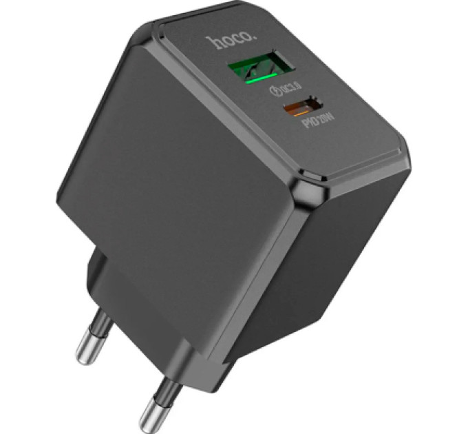 HOCO Зарядний пристрій HOCO CS14A Ocean 1xUSB-C PD20W + 1xUSB QC3.0 Black (6942007603898)
