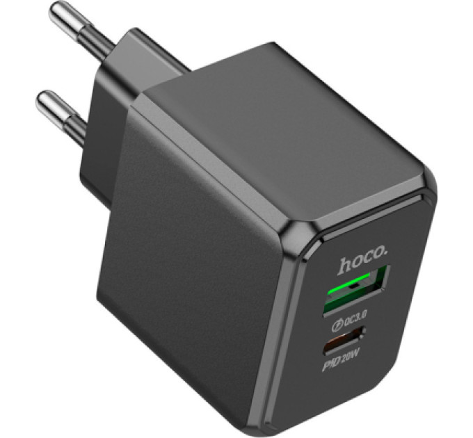 HOCO Зарядний пристрій HOCO CS14A Ocean 1xUSB-C PD20W + 1xUSB QC3.0 Black (6942007603898)