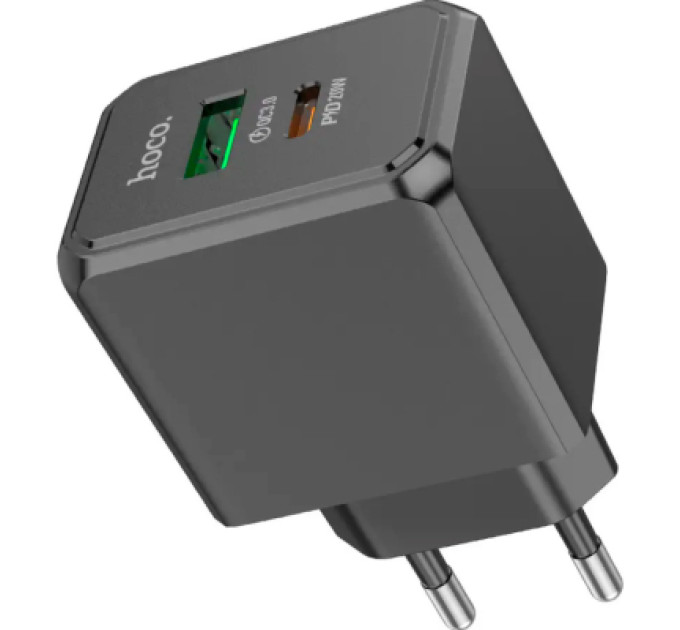 HOCO Зарядний пристрій HOCO CS14A Ocean 1xUSB-C PD20W + 1xUSB QC3.0 Black (6942007603898)