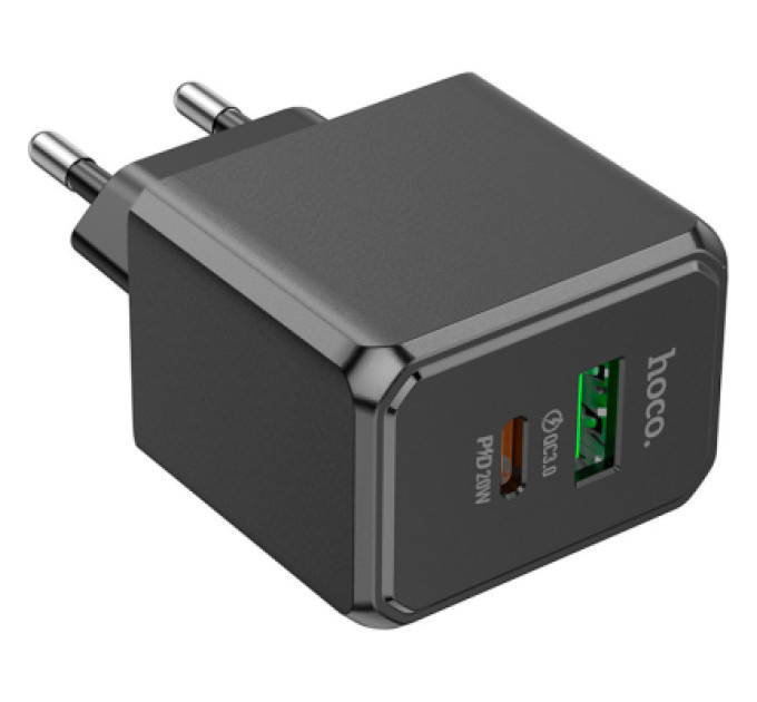 HOCO Зарядний пристрій HOCO CS14A Ocean 1xUSB-C PD20W + 1xUSB QC3.0 Black (6942007603898)